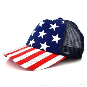 Vintage Classic USA Flag‎ Mesh Trucker Hat Snapback Blue Red Color One Size Cap